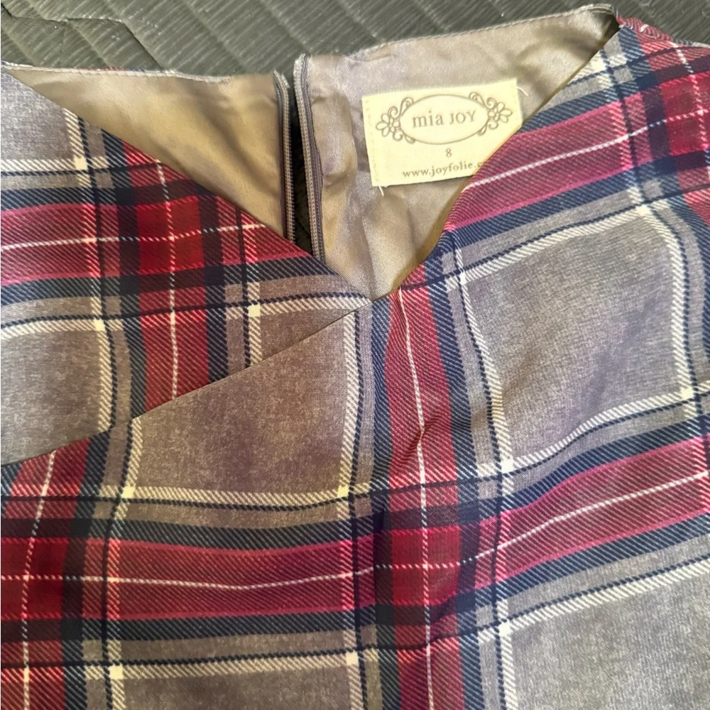 Joyfolie Plaid V-Neck Dress - Picture 2 of 3